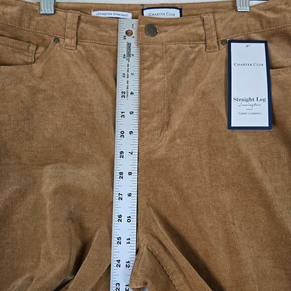 Charter Club Lexington Straight Corduroy Pants Womens 14 tan jeans 0744 - Picture 7 of 11